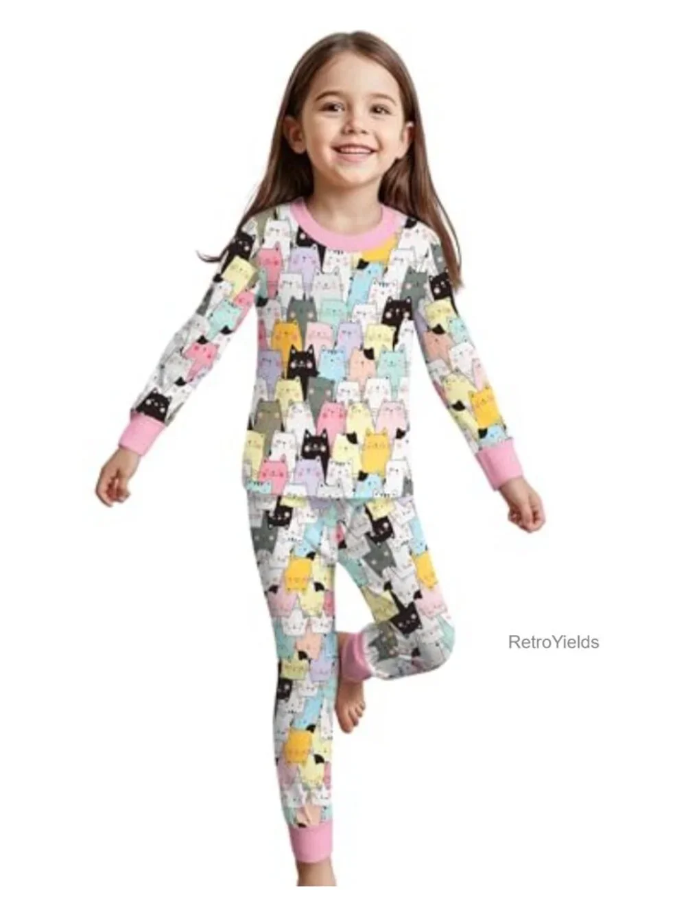Girls Pajama Set Short Sleeve Summer Sleepwear Toddler Kids 2 Piece